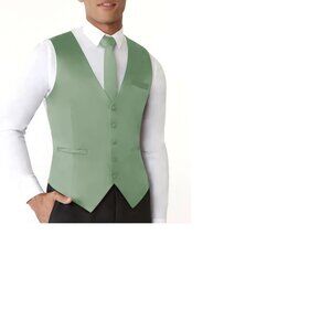 Azazie Matcha Satin Groomsmen Vest, Tie, Pocket